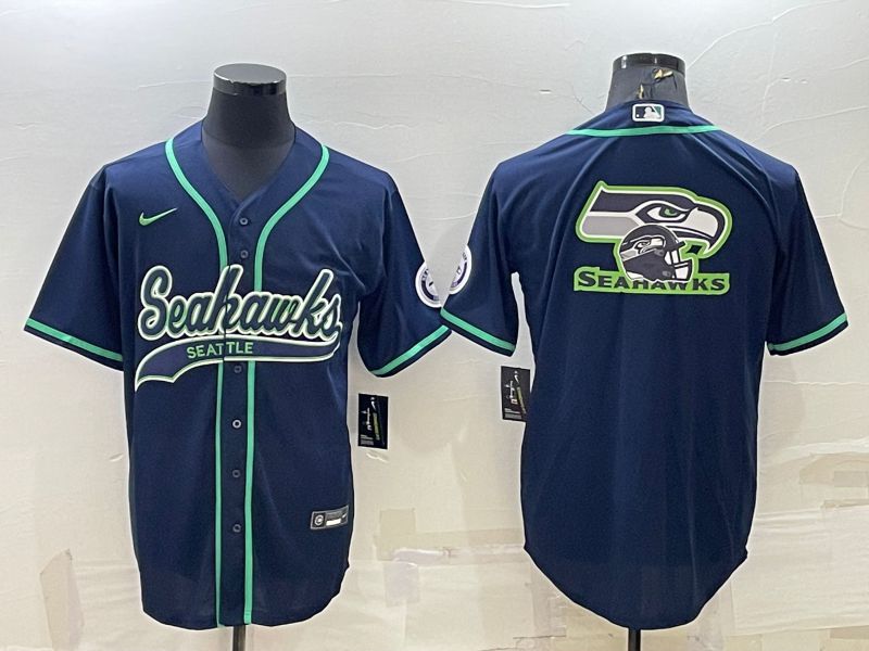 Men Seattle Seahawks Blank Blue 2022 Nike Co branded NFL Jersey->seattle seahawks->NFL Jersey